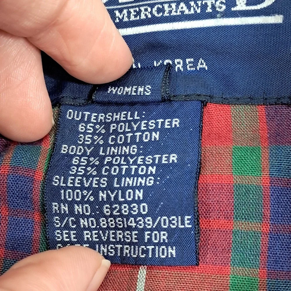 Vintage Lands End Red Harrington Jacket Plaid Lined Bomber Windbreaker Large